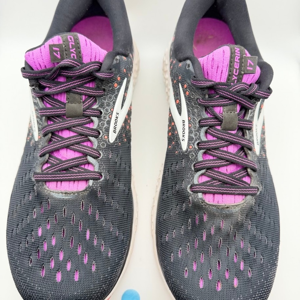Brooks Glycerin 17 Running Shoes Womens 10.5 Narrow Black Purple Coral Lace Up - Picture 3 of 11